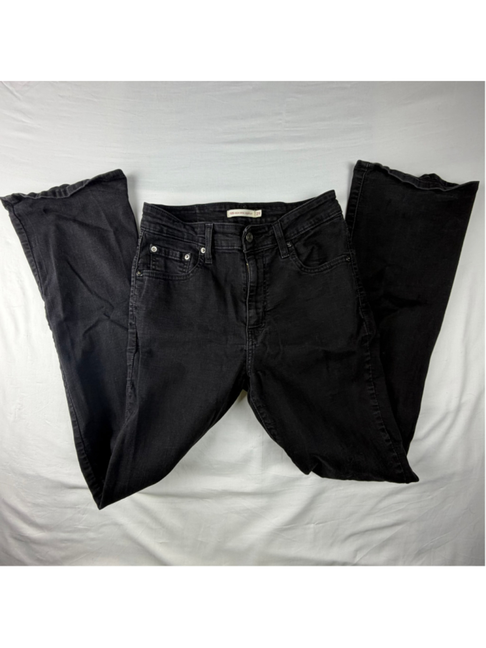 Levis 725 High Rise Bootcut Jeans 29 Black Stretch Denim Pants Leg Capsule